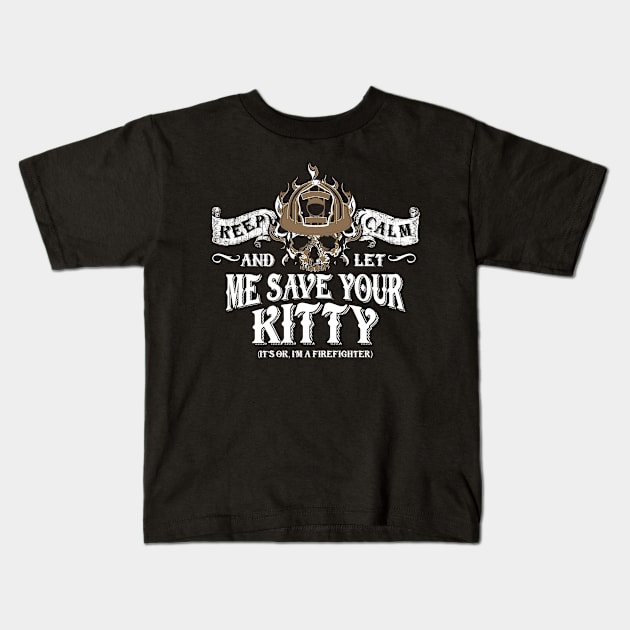 Firefighter Save Your Kitty Kids T-Shirt by veerkun